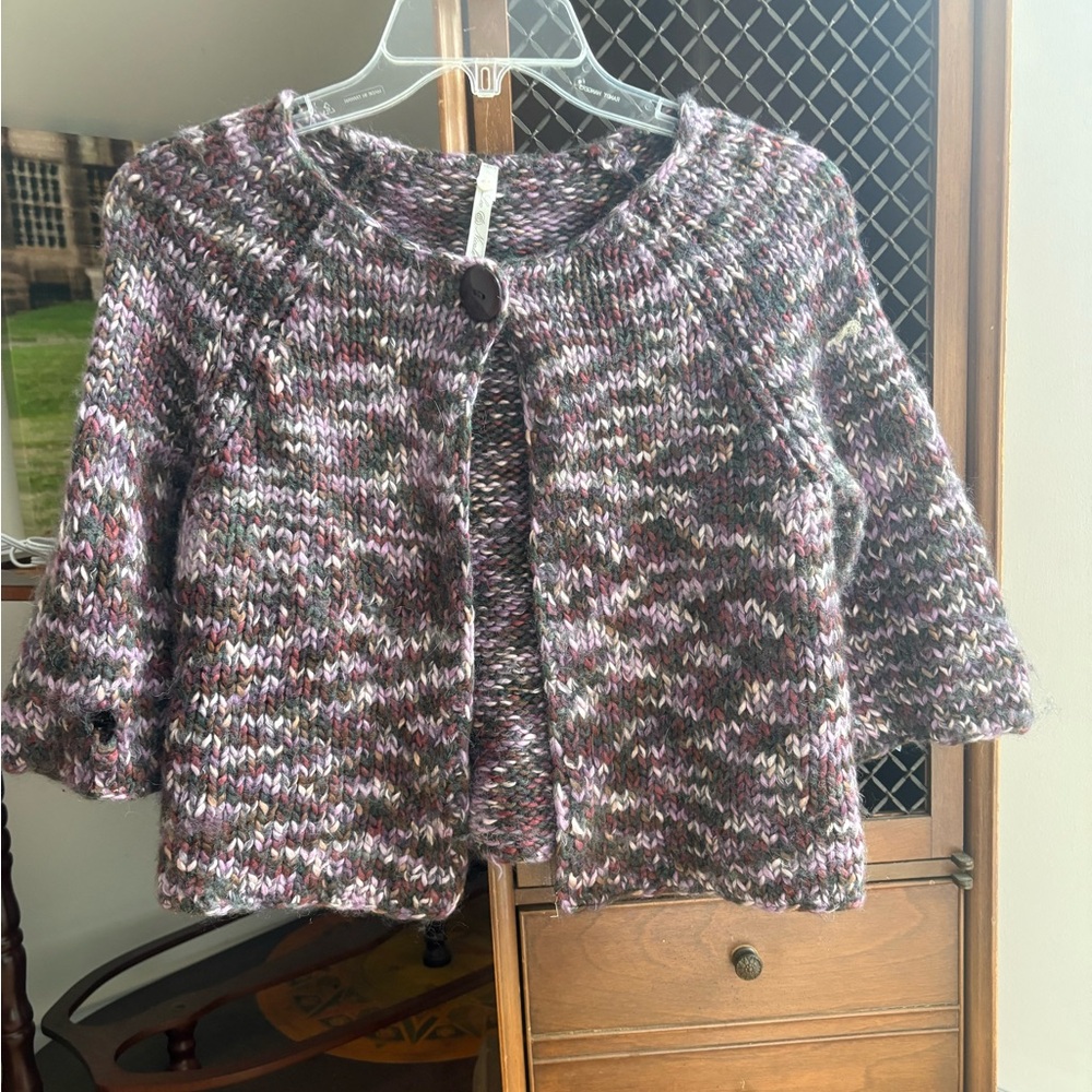 Chunky purple knit cardigan